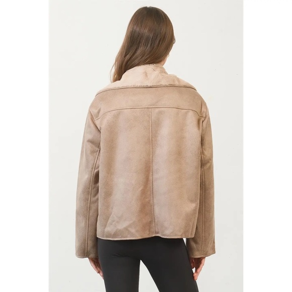 Taupe Vegan Suede Jacket Oversized NWT - Picture 5 of 8